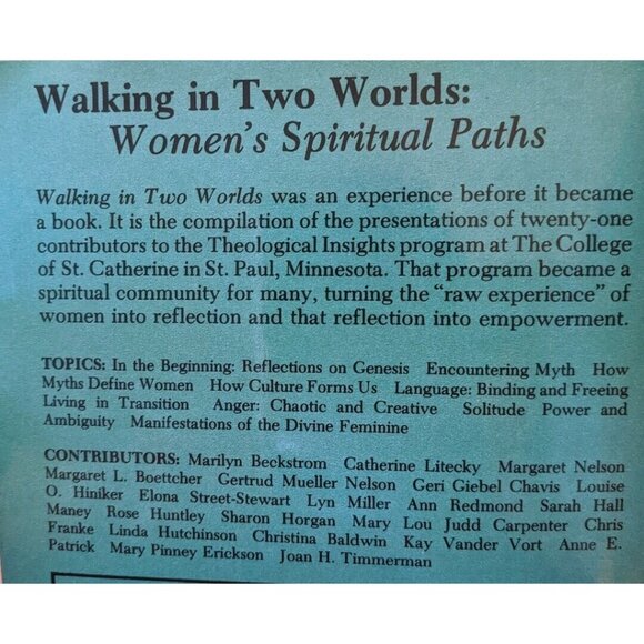 Walking in Two Worlds 1992 Women's Spiritual Paths Christian Theology  Timmerman - Picture 6 of 16